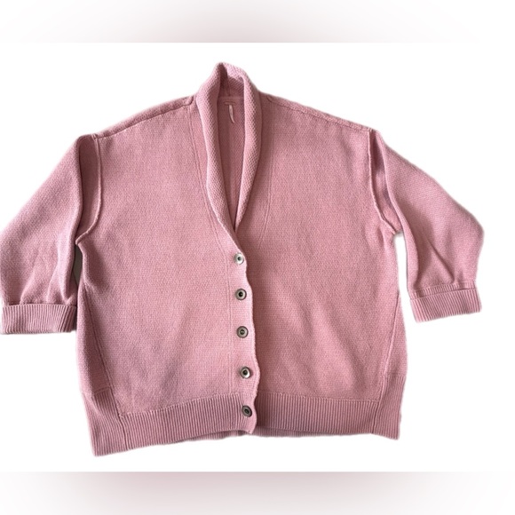 Free People Chamomile Pink Rose Cardigan Large EUC - Picture 5 of 14